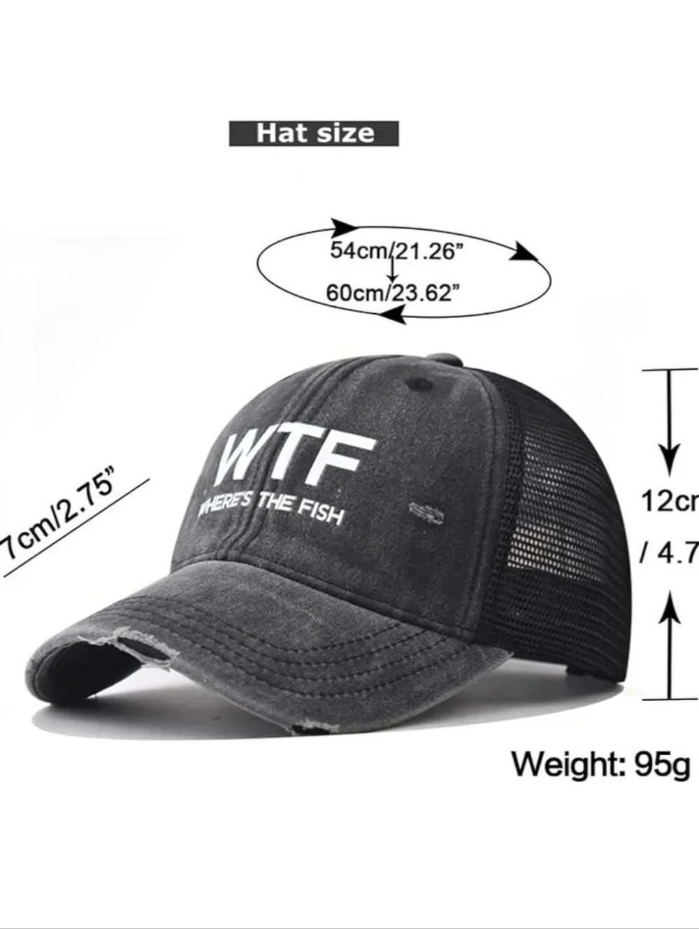 Men's Baseball Caps, WTF, Breathable mesh Outdoor Cap Unisex, Dad Trucker